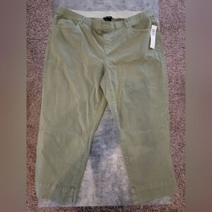 NEW TRIBAL pull-on kick flare capri in pants loden olive 22W